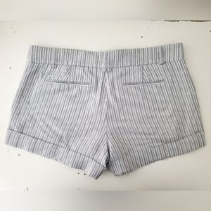 BCBG linen shorts‎ white blue striped cotton chino nautical vacation preppy S 4